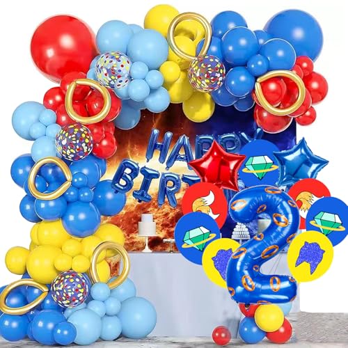 Image of Number 40 Inch Blue and Gold Ring Balloon Birthday Number Decoration Aluminum Film Balloon Suitable for Boys and Girls Blue Theme Party Cartoon Party Decoration Supplies (2)