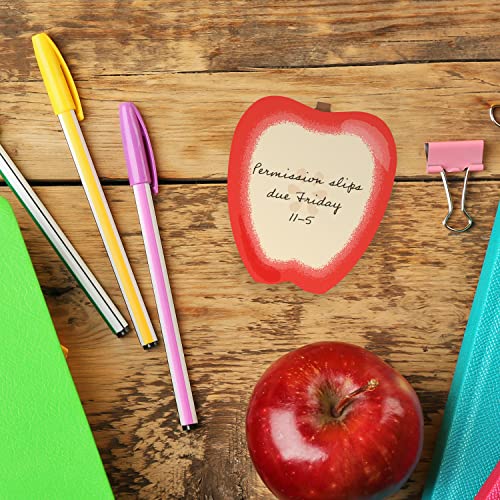 Image of Apple Shaped Sticky Note Pad Assortment / 2 7 /8 inch x 3 1 /4 inch Modern Sticky Notes /Set of Three Teacher Appreciation Sticky Note Pad Designs /Made in USA