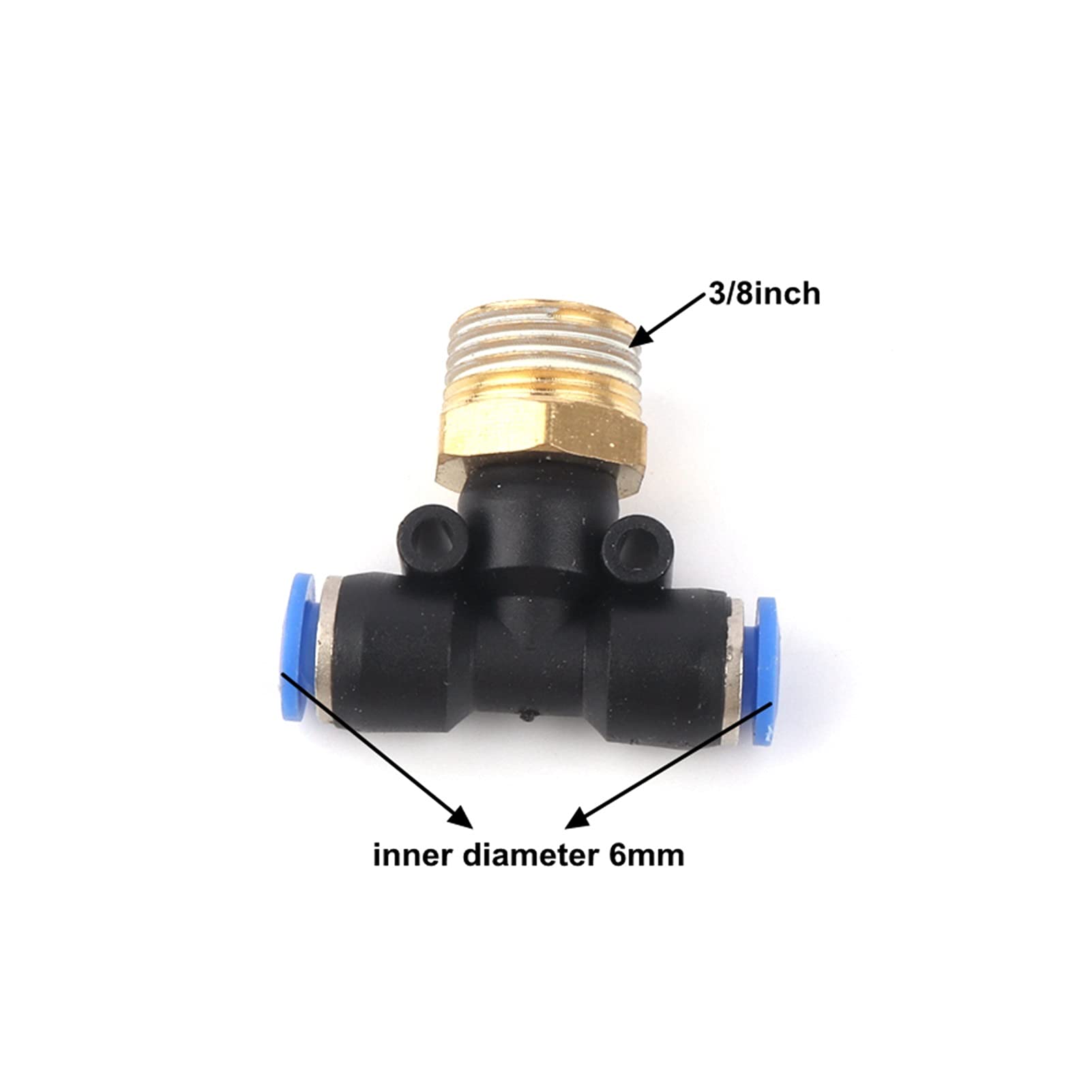 Gotero de riego para jardinería, 20, 6 mm, conexión neumática en T, Rosca Externa de 1/8, 1/4, 3/8 y 1/2 Pulgadas, Conector de Manguera de Alta presión de plástico.