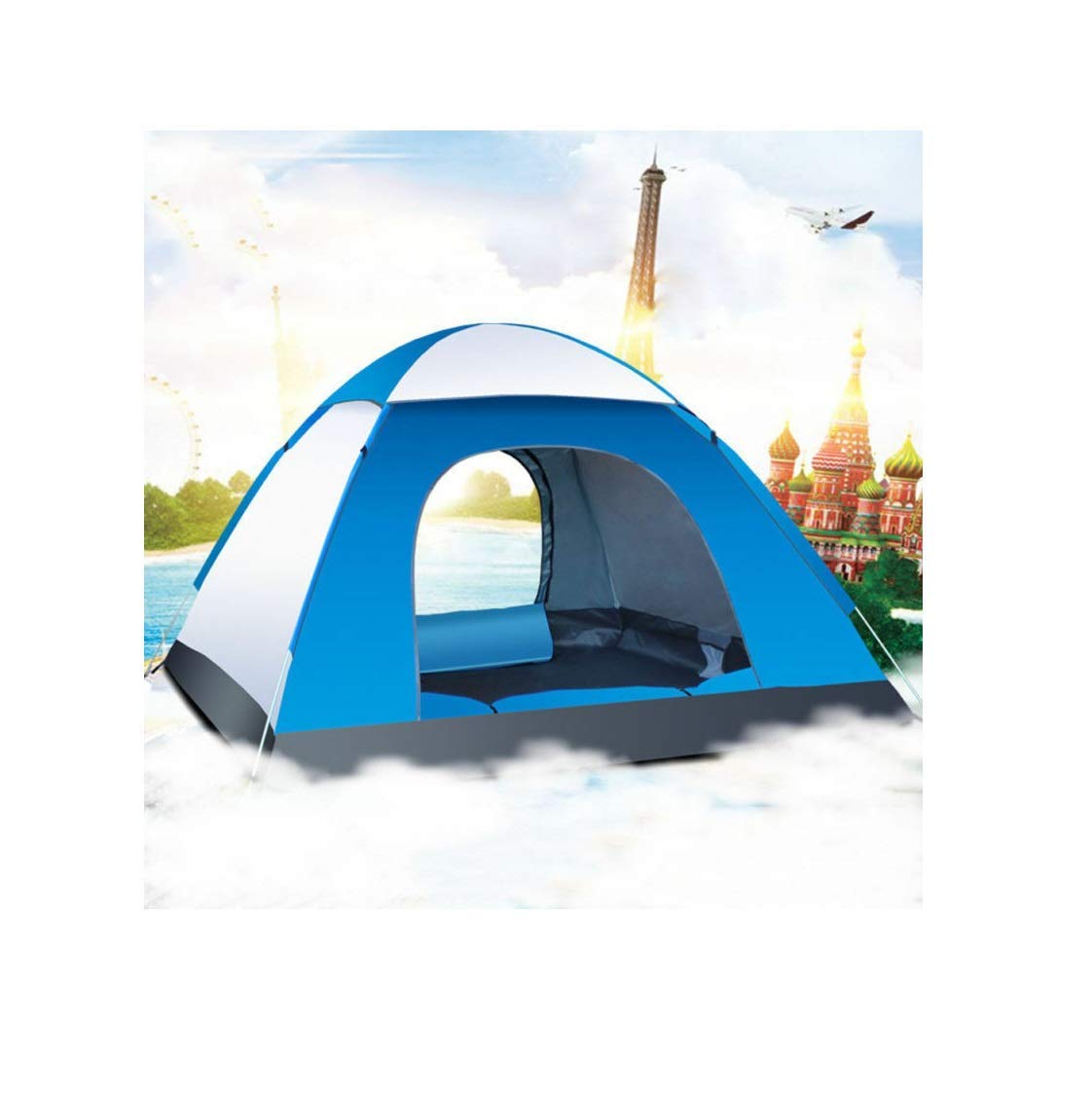Instant Pop Up Camping Tent Waterproof 3-4 Person Camping Tent, Quick Set Up, Outdoor Hiking Backpacking Tent Shelter (B)