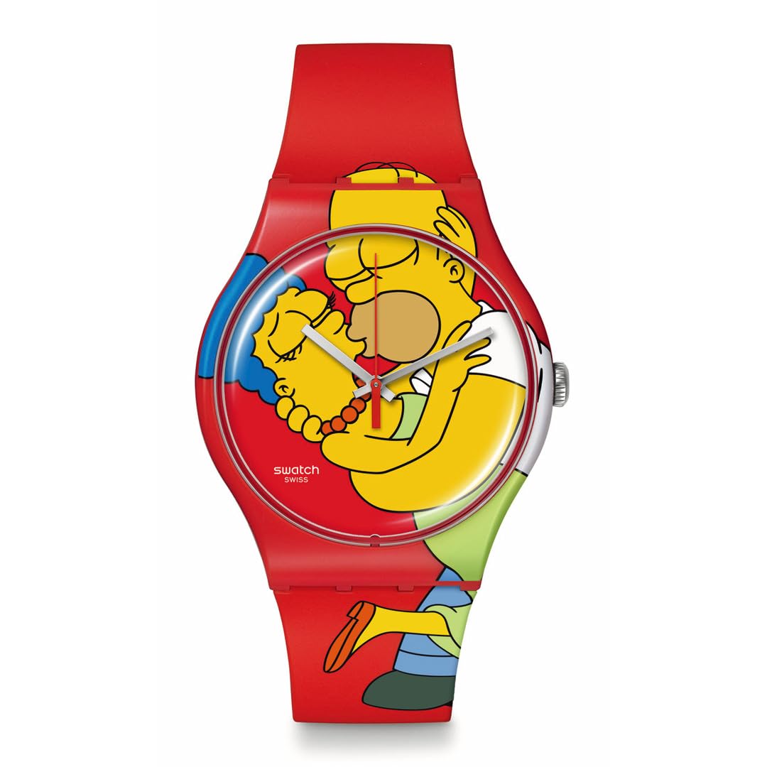 Swatch - Reloj de colección The Simpsons Swett Embrace Edition San Valentín, Rojo, L, Clásico