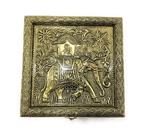 Image of RIOMAX Decorative Empty Dry Fruit Box (4 Section Box) (Golden Elephant)