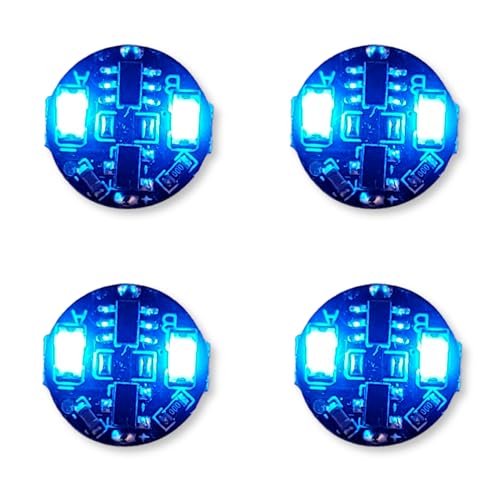 Lezalic 電飾 2連 LED 点灯 点滅 4個セット ボタン電池 (CR927対応) 磁気スイッチ ワイヤレス ジオラマ プラモデル ライト フィギュア 磁石 小型 照明 極小 ホタル 模型 (スカイブルー)