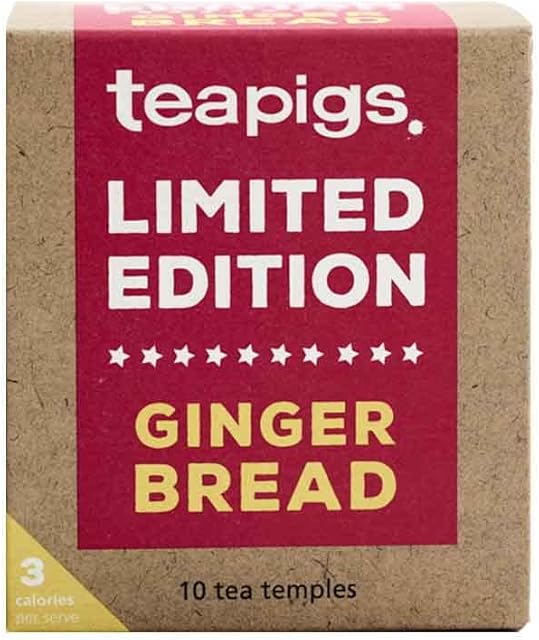Teapigs Christmas Limited Edition Gingerbread Herbal Tea Made With Whole Fruits and Spices (1 Pack of 10 Temple Tea Bags) Naturally Caffeine Free