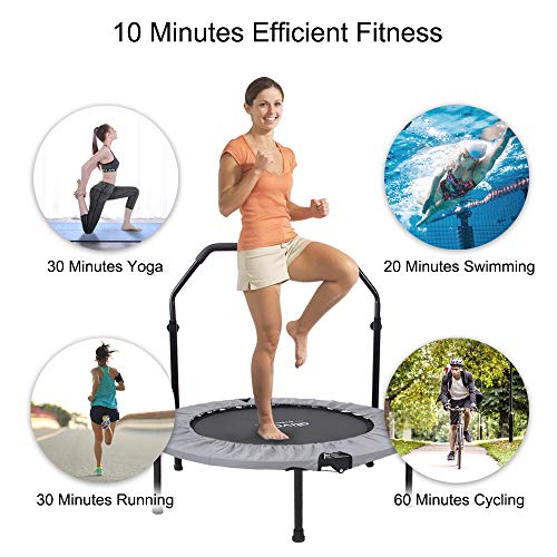 ATIVAFIT 40\" Foldable Trampoline Mini Exercise Rebounder with Adjustable Foam Handle Great for Body Fitness Training Indoor/Garden/Workout - Thumbnail 6
