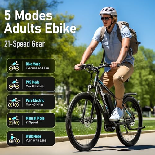 29″ Electric Bike for Adults, Max 37MPH 2000W Peak 921.6WH
