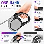 Double Retractable Dog Leash for Two Dogs Up to 50 lbs - 16 ft Coupler Leashes for Small Medium Dogs - One Locked System, Non Slip Grip, Tangle Free (Grey) - Image 6