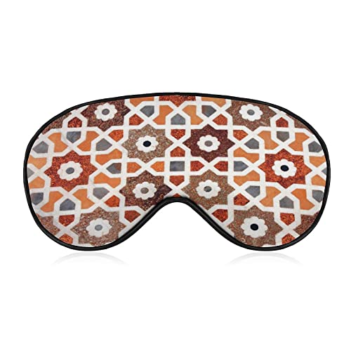 Beau masque de sommeil ethnique floral en soie pour homme et femme avec sangle réglable pour voyage, yoga, sieste, travail - Taille unique