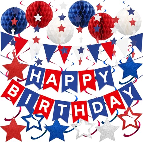 WODEMAYAA Blue, White & Red Birthday Party Decorations...