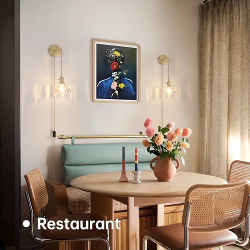 Image of Shenmoyl Vintage Wall Sconce with Clear Lily of the Valley Glass Shade Hanging Wall Sconce with 4.9FT Plug in Cord, Modern Wall Lamp Fixtures Decor for Bedside Bedroom Indoor Doorway
