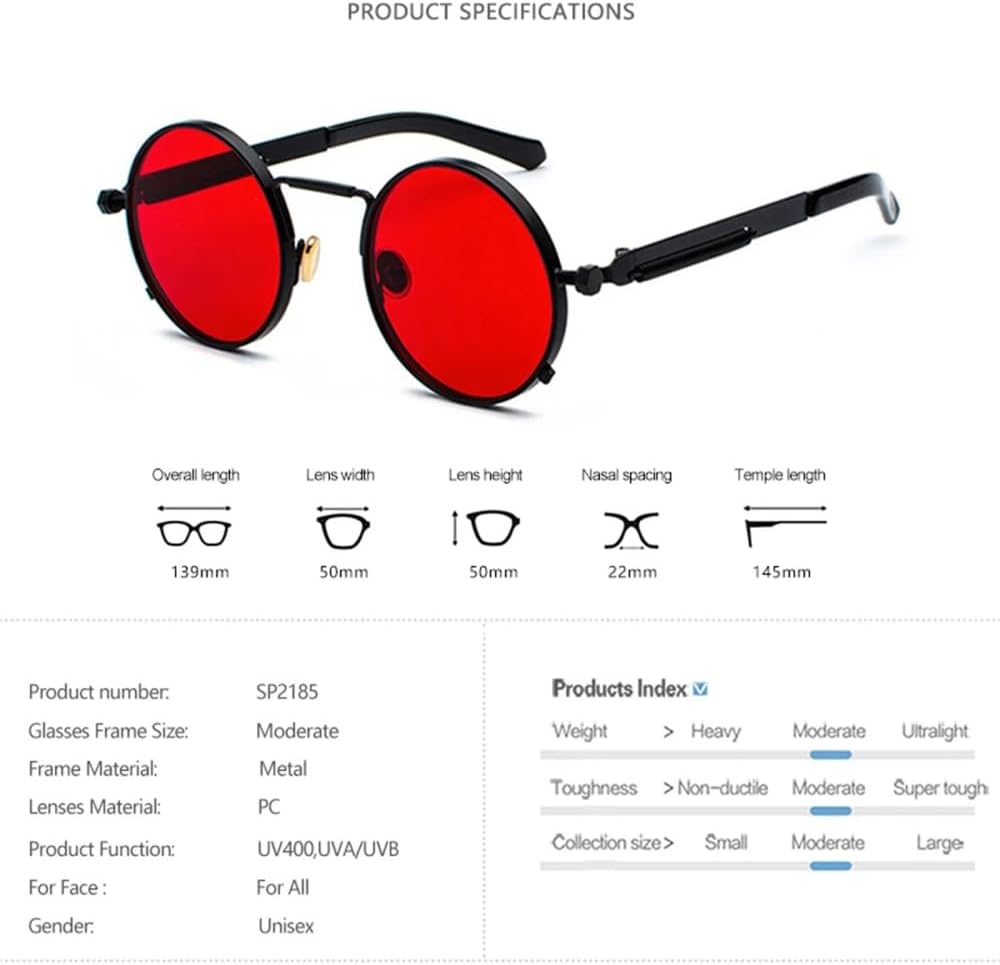 Punk Sunglasses Men Women Retro Round Steam Small Circle Sun Glasses Vintage Metal Frame Driving Eyewear