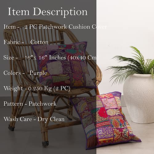Image of Ravaiyaa - Attitude is everything Set Of 2 PC Home Sofa Decor Cotton Cushion Cover, Handmade Khambadiya Patchwork Pillow Case, Embroidery Cushions