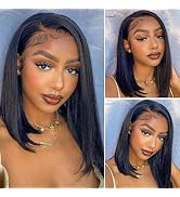 5X5 Closure Bob Wigs 100% Pre Plucked HD Transparent Human Hair Straight Lace Wigs With Baby Hair...