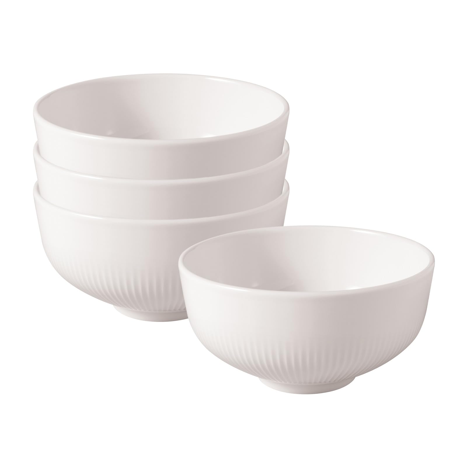 Villeroy & Boch Afina miska na zupy, zestaw 4 sztuk, do sałatek i deserów, miski z reliefem, nadaje się do mycia w zmywarce, nadaje się do kuchenki mikrofalowej, porcelana premium, Made in Germany