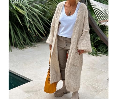 ONDIAN Knitted Cardigan Women Striped Patchwork 2024 Loose Long Outerwear Sweater Coat Soft Cover Up Fashion Streetwear2