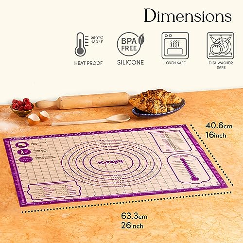 Kitzini 8541883752 Silicone Pastry Mat. Non Slip Baking Mat. Bpa-Free Silicone Baking Sheet. Silicone Mats thumb #1