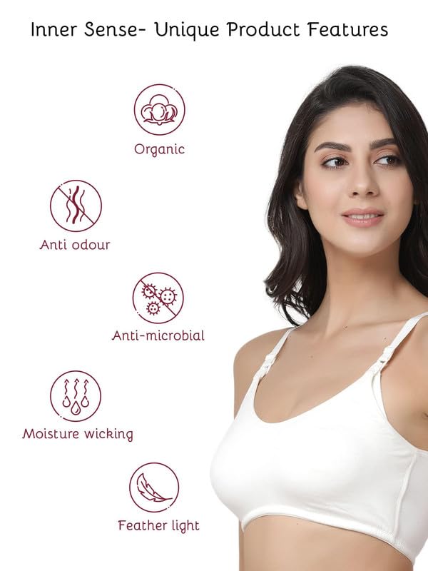 Image of Inner Sense Organic Cotton Bamboo Nursing Bra for Women I Non Padded Feeding Bra with Keyhole Back Design I Wire Free Maternity Innerwear with Full Coverage