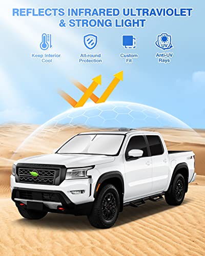 Image of Canvcle Windshield Sun Shade for 2022-2025 2026 Nissan Frontier Accessories Side Rear Window Shade Cover Sun Visor Shield Privacy Cover Keep Vehicle Cool Black 5PCS