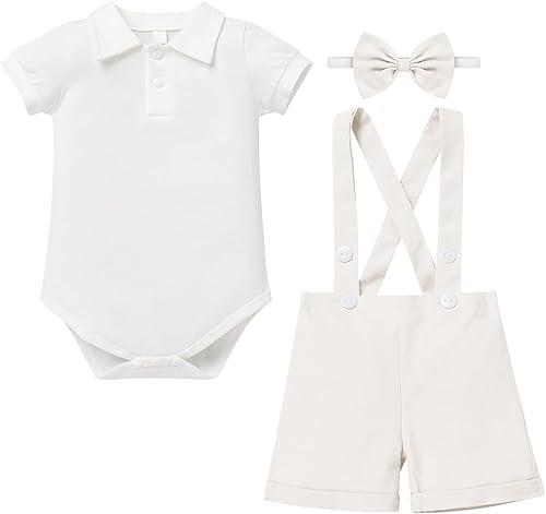 Miniatura 7 de IBTOM CASTLE Mameluco formal de primer cumpleaños para bebés, trajes de caballero, traje de boda, pastel, corbatín, bautizo, ropa