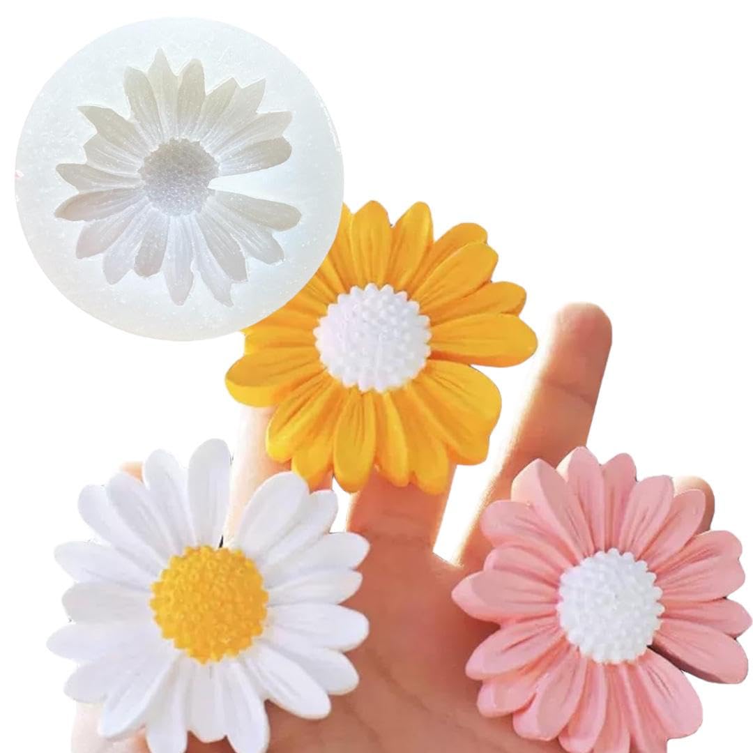 Daisy Flower Candle Making Molds Silicone Floral 3D Fondant Flowers Resin Art & Craft Wax Mold Sugarcraft Cake Candy Decoration Mould DIY Soap Moulds (ASM14-27) 2
