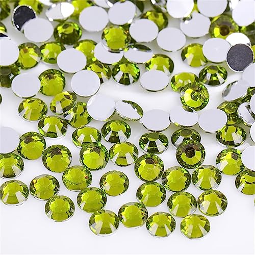 Image of 3000 Pieces SS6 2mm Flatback Rhinestones Clear Glass Round Gems Crystals for Nail Art DIY Crafts Clothes Shoes Bags (Olive Green)