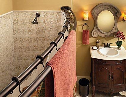 Double Glide Shower Rings Hooks 12 Count Oil Rubbed Bronze Rustproof Stainless Steel Shower Curtian Rings Hooks #TOP1