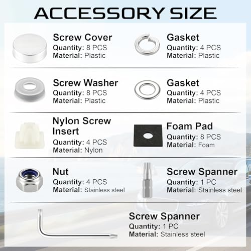 Image of LivTee Anti Theft License Plate Screws Set for Securing Frames and Covers, License Plate Bolts, M6 (1 /4 inch) Tamper Proof Screws, Fastener Nut, Caps Cover for Front Rear Frame Holder Mounting - Silver