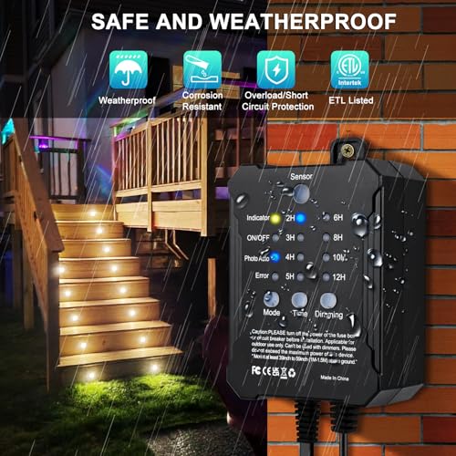 Image of SMY Lighting Dimmable LED Deck Lights with Timer and Photocell Sensor and Protecting Shell φ32mm,40Pack Outdoor LED Smart Deck Lighting IP68 Waterproof for Garden,Yard Stair, Patio, Floor Decoration
