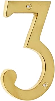 4 Inch Premium Bright Solid Brass Door House Numbers and Street Address Plaques Numbers for Residence and Mailbox Signs.