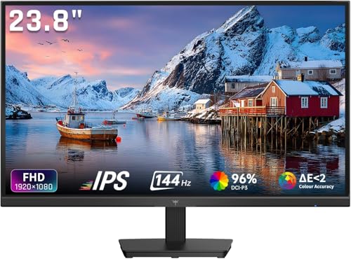 KTC 23.8 Inch Gaming Monitor, FHD@144Hz 120Hz Monitor with IPS Panel, Hardware Anti-Blue Light, 95% DCI-P3, 99% sRGB, ΔE＜2, 300 cd/㎡, 1500:1, Flicker Free and Adaptive Sync for Working and Gaming