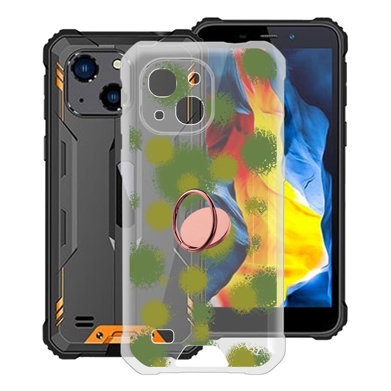 KJYFOANIPhone Case for Oukitel WP32 (5.93"), Soft Shell Cover with 360° Rotation Ring Holder, Cute Pattern Design for Girl Woman, for Oukitel WP32 Protection Case - Grass green