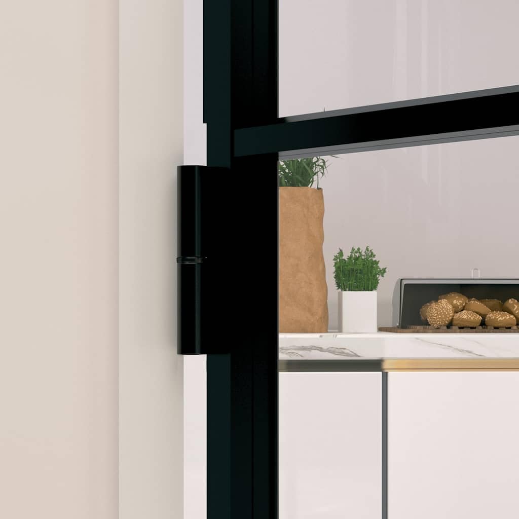 Porte d intérieur Noir 93x201,5 cm Trempé verre aluminium fin