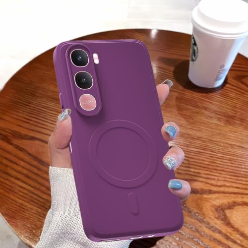 Image of Pikkme Back Cover for Vivo Y31 5G Soft Matte Silicone Mag-Safe Design (Mag-Safe Not Support) Camera Protection | Slim Fit Bumper Cover (Purple)