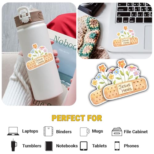 Calcomanías de fe cristiana decorativas y resistentes para maletas y laptops 7
