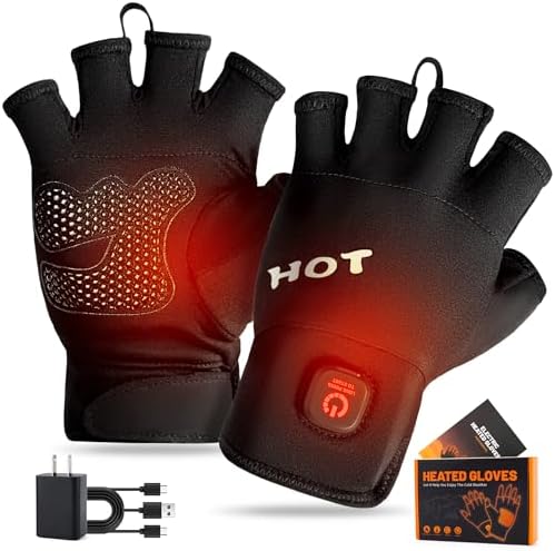 Heated Gloves for Men Women- Rechargeable Touchscreen Cold Winter Work Arthritis Pain Relief Hand Warmers Hot Compress Reusable, Heated Gloves for Cold Winter Arthritis Hands Skiing Hunting (Large)