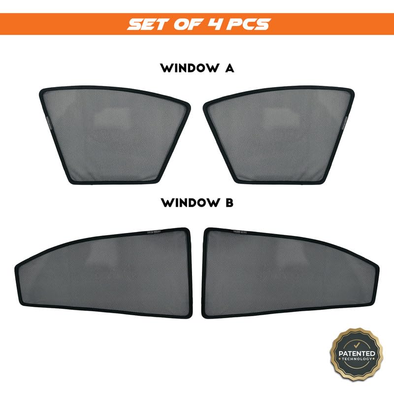 Image of Tata Curvv Magnetic Sun Shades /Curtains - Set of 4pcs (Row A /B) Suitable for Curvv 2024 Onwards