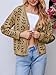 Saodimallsu Womens Floral Print V Neck Cardigan Open Front Button Down Knit Sweater Long Sleeve Loose Fashion Tops Brown