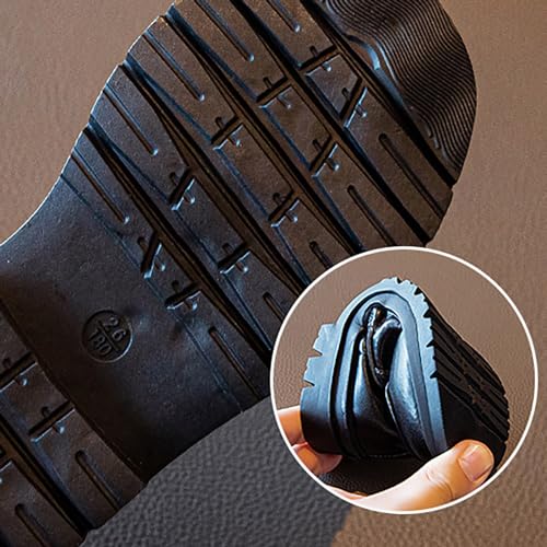 Kids Boys Girls Soft Leather 𝐎xfords Dress Wedding Shoes Rubber Sole Water-Proof Lace Up Ankle Shoes Loafers3