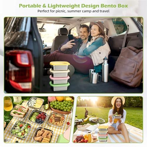 2 Pack Stainless Steel Sandwich Containers, 20oz Leakproof Reusable Metal Lunch Boxes with Silicone Lids, BPA-Free Meal Prep Food Storage Containers for Snacks, Fruits, Salad, Travel & Office Lunch - Thumbnail 5