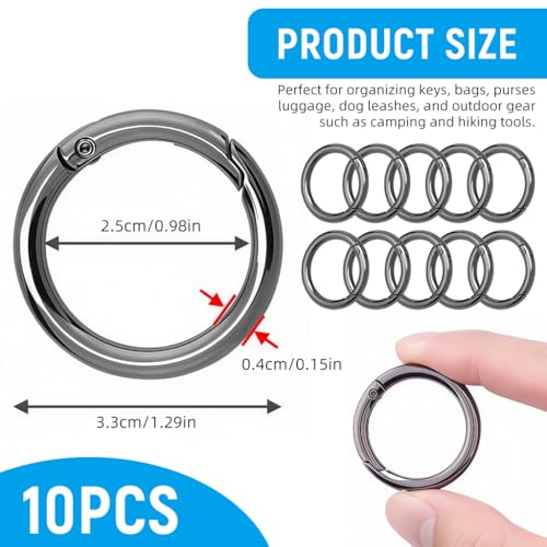 Image of SANNIDHI Spring O Rings Round Spring Snap Keyring Metal Carabiner Clips for Keychain,Handbag,Purse, Dog