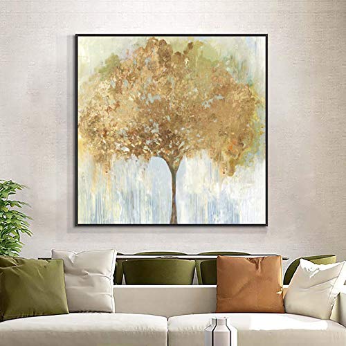 Toile arbre doré abstrait 50x50cm pour habiller un mur vide et moderniser votre salon