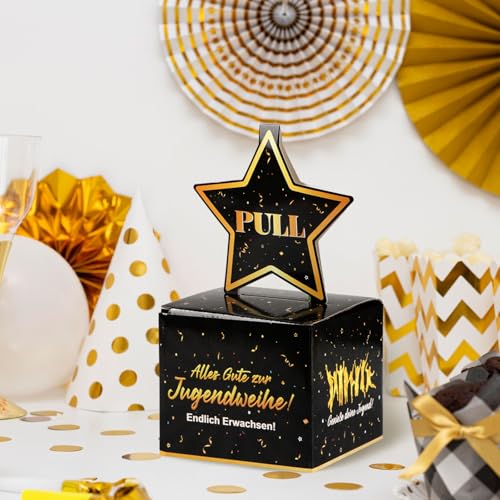 COMOOKA Geldgeschenk Jugendweihe Junge - DIY Überraschungsbox für Geldgeschenke Verpacken - Originelle Jugendweihe Geschenke für Junge & Mädchen (Schwarz Gold, 13x13x11cm)