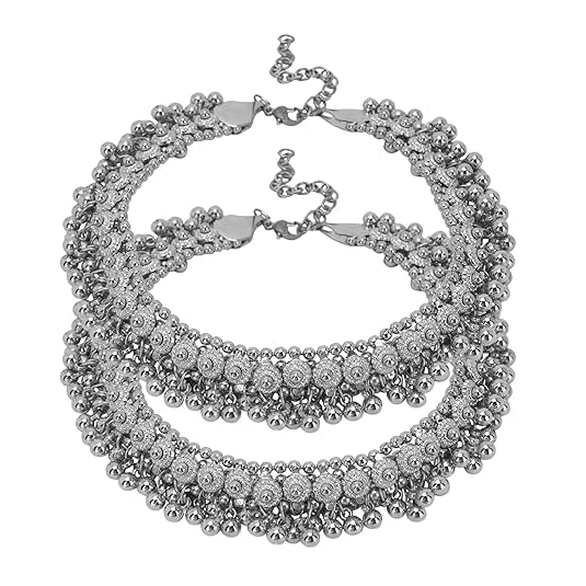 COSMOS SYSTEMS Dance Beads Ghungroo Anklets Pajeb Payal For Women & Girls (Oxidized Silver)-image-25