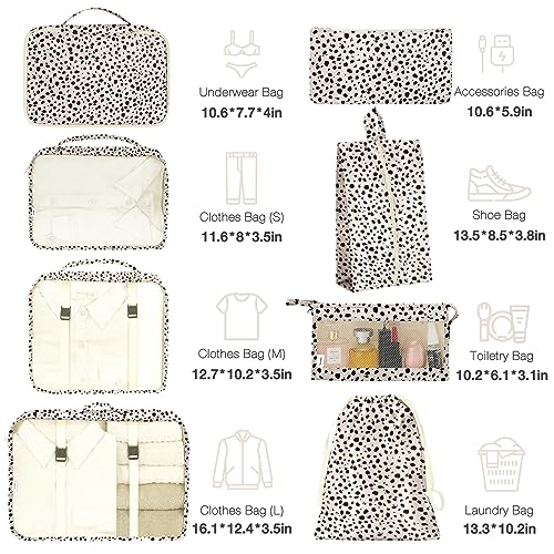 8 Set Packing Cubes for Suitcases, Packing Cube with Shoe, Cosmetics, Clothing, and Accessories Bags Packing Cubes for Travel Luggage Organizer(Leopard) - Image 3