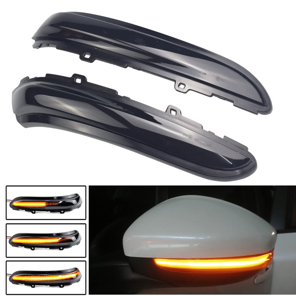 2 pezzi indicatori di direzione dinamici a LED nello specchietto retrovisore per Peugeot 2008 208 2013-2020 per Citroen C3 C4 For Cactus 2016 Dinamico (Nero)