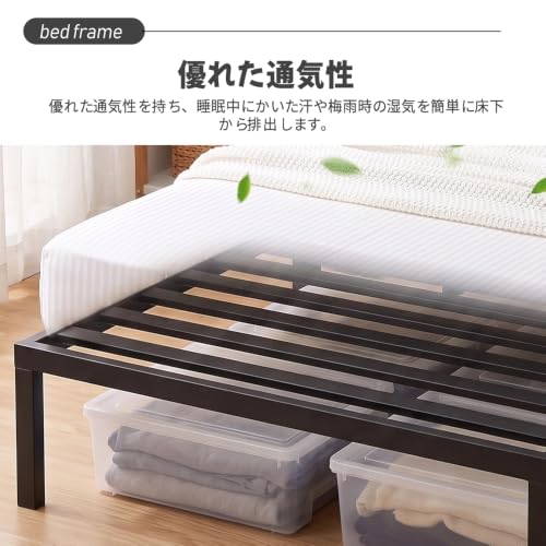 ベッドフレーム シングルベッド 耐荷重200kg ヘッドレス メタル ベッド フレーム 幅90cm×長さ200cm×高さ25㎝ パイプベッド 頑丈 [5]