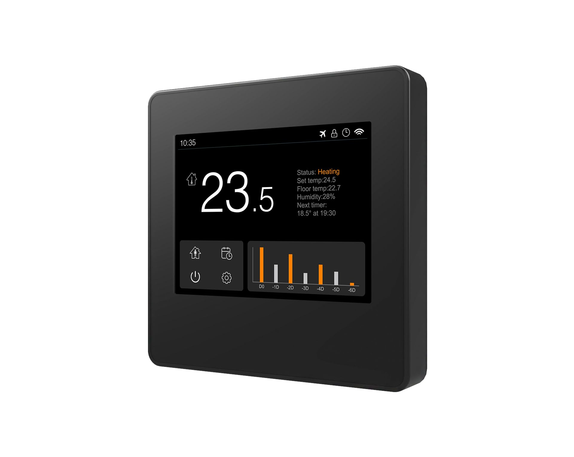Raumthermostat WiFi Thermostat Digital LCD WLAN Touch Display Fußbodenheizung Alexa Smart Home Google App, Farbe Thermostat:Schwarz