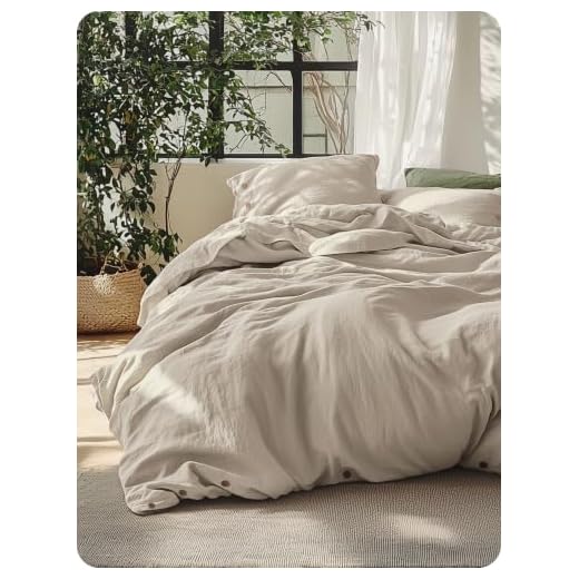 Bedsure Linen Duvet Cover Queen Size - Linen Cotton Blend Bedding Set, Soft & Cozy, 3 Pieces, 1 Duvet Cover 90x90 Inches and 2 Pillowcases, Tannish Color Cooling Bedding, Comforter Sold Separately
