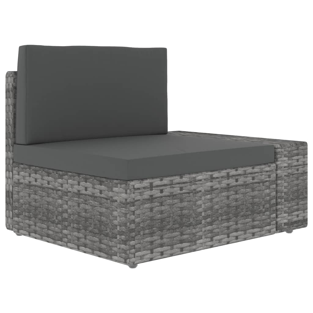 Ensemble de salon modulaire en rotin synthétique gris, 3 pièces, avec rotin PE résistant aux intempéries, cadre en acier revêtu par pulvérisation et coussins amovibles, comprend une table