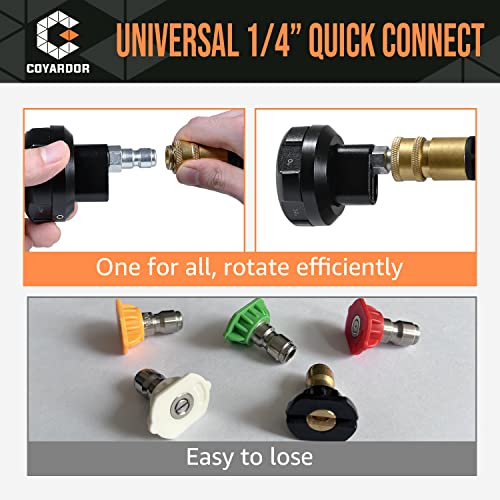 Coyardor Pressure Washer Nozzle Tips, 6 In 1 Quick Change Over Spray Nozzle, Adjustable Power Washer Tips With 1/4" Quick Connect, 3000 Psi #TOP4